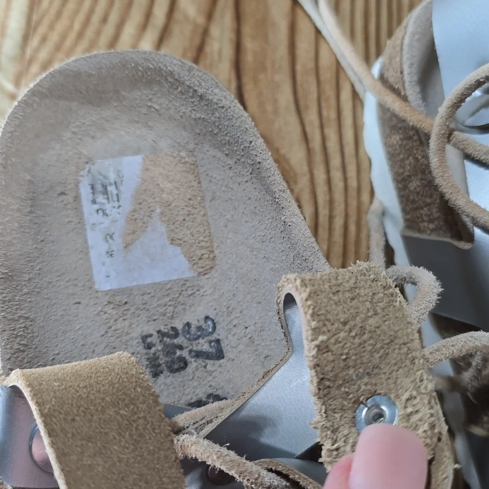 Birkenstock Papillio‎ Womens Cleo Gladiator Leather Sandals Silver 37 L6 M4